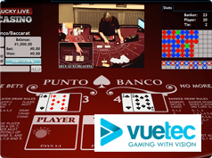 Screenshot of a stream of the live casino by Vuetec.